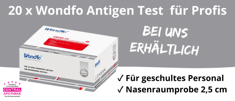 Wondfo Antigen Test für Profis Firmen Personal Unternehmen Physiotherapie Pflegedienst Central Apotheke Werdau