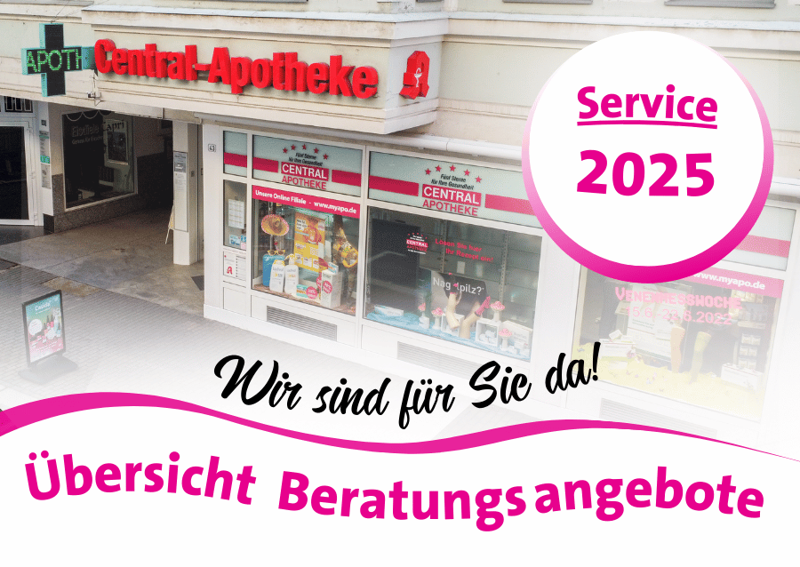 Unsere Serviceleistungen 2025 - aktuelle Übersicht Central Apotheke Werdau