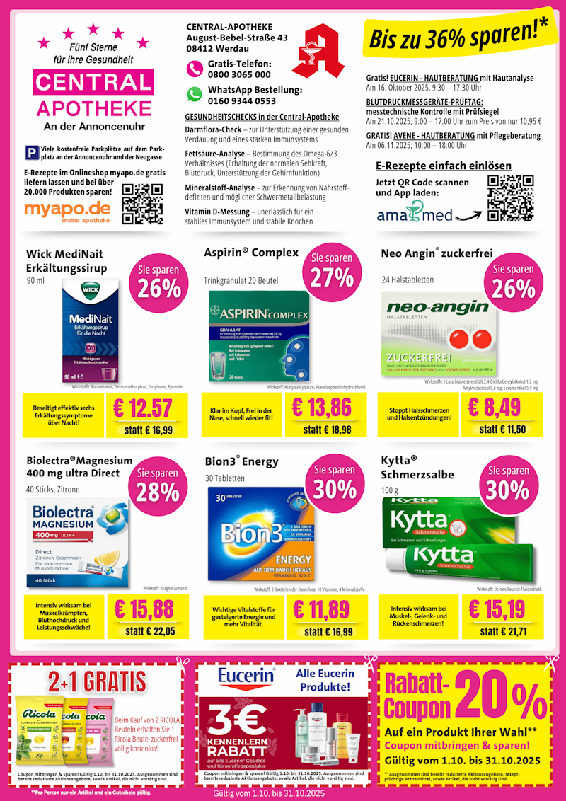 2025 Oktober Central Apotheke Werdau Angebote