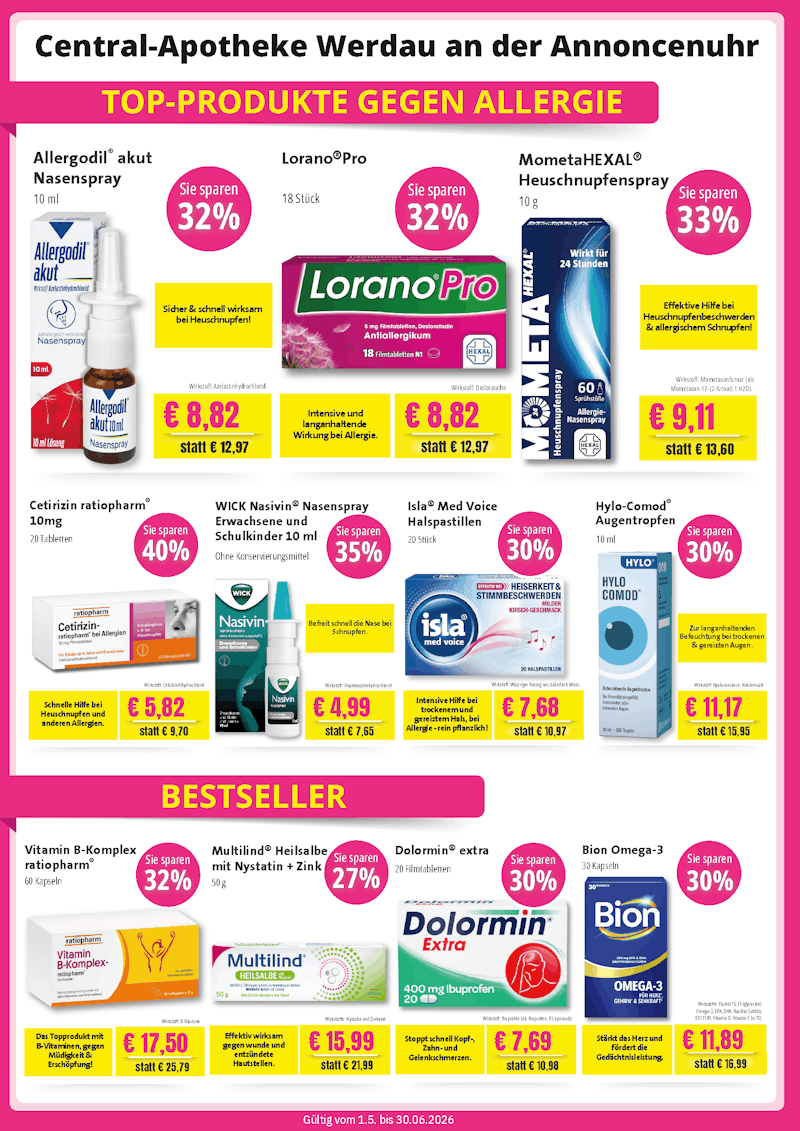 2026 Mai Juni Central Apotheke Werdau Angebote 2
